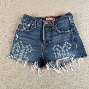 AC/DC LUCKY BRAND Legend Mom Short 00/24 Cut Off Raw Hem High Rise 3" Patch 25x3